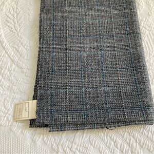 Vintage fabric 1 yard wool blend tweed suiting blue gray 70s luxury